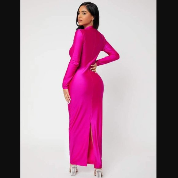 Hot Pink Long Dress - Picture 3 of 3